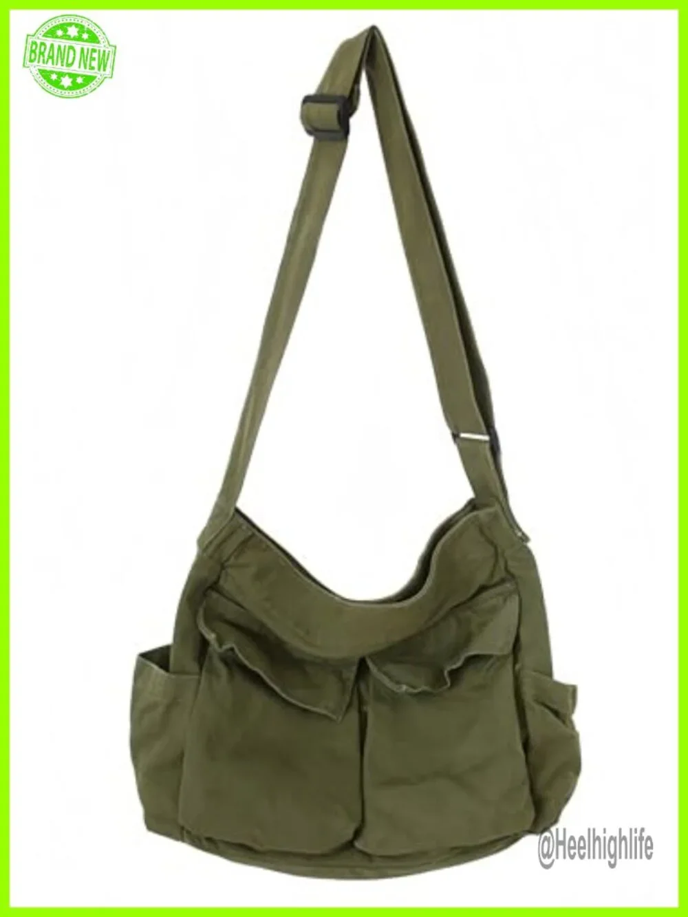 Canvas Grunge Hobo Bag Crossbody Messenger Tote with Multiple Pockets